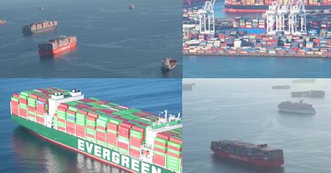 New video shows massive scope of California box-ship traffic jam